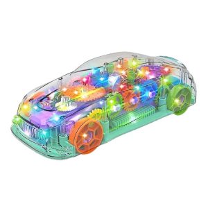Voiture  pour enfants clignotante avec engrenage transparent , musique et jeu de couleurs