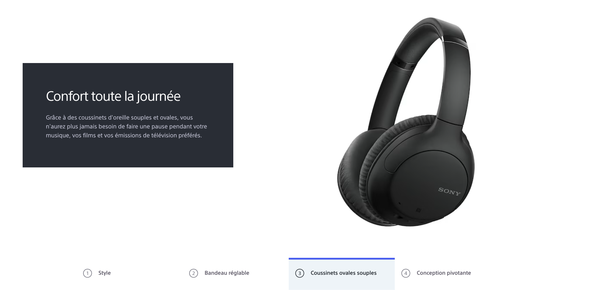Casque Sony Sans fil à Réduction de Bruit avec micro 35 heures d'autonomie WHCH710N