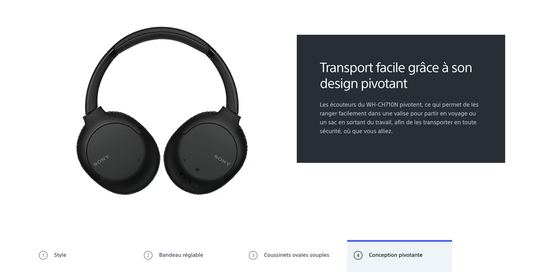 Casque Sony Sans fil à Réduction de Bruit avec micro 35 heures d'autonomie WHCH710N