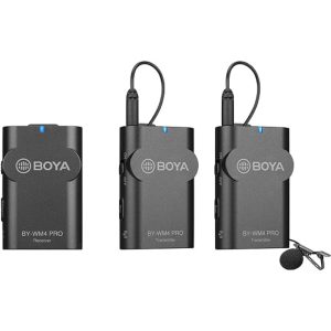 BOYA by-WM4 Pro K2 Portable 2.4G Microphone sans Fil(Double émetteur + Un récepteur) avec étui pour DSLR Caméscope Smartphone PC Tablet Enregistrement Audio Interview + ANDOER Chiffon - BOYA MICROPHONE BY-WM4 PRO-K2