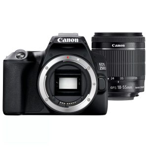 Canon EOS 250D Noir + 18-55 IS STM Noir - Appareil photo Reflex Numérique 24.1 MP - Ecran tactile orientable 3" - Viseur optique - Vidéo Ultra HD - Wi-Fi - Bluetooth + Objectif EF-S 18-55 mm f/4-5.6 IS STM