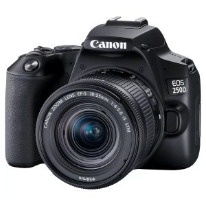 Canon EOS 250D Noir + 18-55 IS STM Noir - Appareil photo Reflex Numérique 24.1 MP - Ecran tactile orientable 3" - Viseur optique - Vidéo Ultra HD - Wi-Fi - Bluetooth + Objectif EF-S 18-55 mm f/4-5.6 IS STM