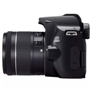 Canon EOS 250D Noir + 18-55 IS STM Noir - Appareil photo Reflex Numérique 24.1 MP - Ecran tactile orientable 3" - Viseur optique - Vidéo Ultra HD - Wi-Fi - Bluetooth + Objectif EF-S 18-55 mm f/4-5.6 IS STM