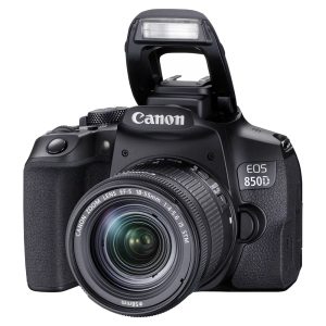 Canon EOS 850D Noir + 18-55 IS STM Noir - Appareil photo 24.1 MP - ISO 25600 - Vidéo 4K UHD - Ecran LCD 3" tactile et orientable - Wi-Fi/Bluetooth - Objectif 18-55 IS STM Noir