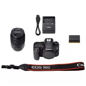 Canon EOS 90D + 18-135mm IS USM - Appareil photo 32.5 MP - ISO 25600 - Vidéo 4K UHD - Ecran LCD 3" tactile et orientable - Wi-Fi/Bluetooth + Objectif EF-S 18-135mm IS USM f/3.5-5.6