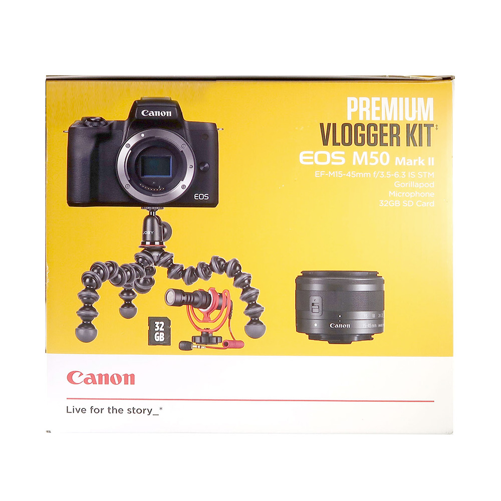 Canon-EOS-M50-Mark-II-Noir-VLOGGER-KiT-+-EF-M-15-45-mm-IS-STM-Noir-+-Micro-Rode-+-Tripod-+-SD-32Go-6 Canon EOS M50 Mark II Noir VLOGGER KiT + EF-M 15-45 mm IS STM Noir Appareil photo hybride Vlogger Kit 24.1 MP - Vidéo 4K - AF CMOS Dual Pixel - Ecran LCD tactile orientable 3" - Wi-Fi/NFC - Bluetooth + Objectif EF-M 15-45 mm IS STM + Micro Rode + Tripod + SD 32Go