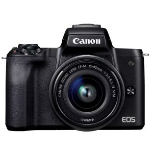 Canon EOS M50 Noir + EF-M 15-45 mm IS STM Noir - Appareil photo hybride 24.1 MP - Vidéo 4K - AF CMOS Dual Pixel - Ecran LCD tactile orientable 3" - Wi-Fi/NFC - Bluetooth + Objectif EF-M 15-45 mm IS STM