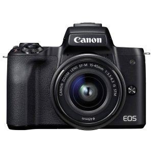 Canon EOS M50 Noir + EF-M 15-45 mm IS STM Noir - Appareil photo hybride 24.1 MP - Vidéo 4K - AF CMOS Dual Pixel - Ecran LCD tactile orientable 3" - Wi-Fi/NFC - Bluetooth + Objectif EF-M 15-45 mm IS STM