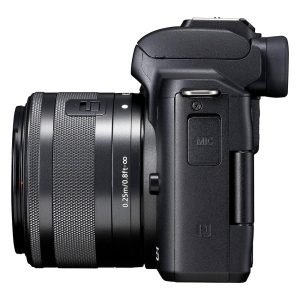 Canon EOS M50 Noir + EF-M 15-45 mm IS STM Noir - Appareil photo hybride 24.1 MP - Vidéo 4K - AF CMOS Dual Pixel - Ecran LCD tactile orientable 3" - Wi-Fi/NFC - Bluetooth + Objectif EF-M 15-45 mm IS STM