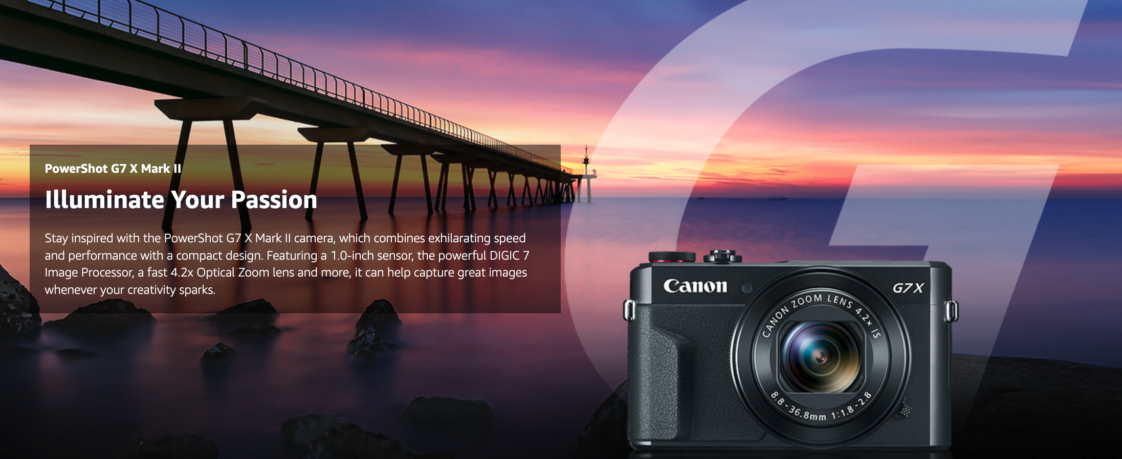 Canon PowerShot G7 X Mark II - Appareil photo 20.1 MP - Zoom optique 4.2x - Vidéo Full HD - Écran LCD tactile et inclinable - Wi-Fi - NFC