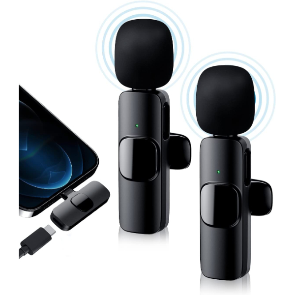 K9-C-2IN1 TYPE-C-1 Microphone Lavalier sans fil, lot de 2 microphones à revers pour téléphone Android USB C, micros sans fil pour enregistrement audio vidéo, interview, Vlog, diffusion en direct, TikTok, YouTube, réduction du bruit Plug & Play synchronisation automatique - WIRELESS MICROPHONE / MICRO CRAVATE SANS FIL K9-C-2IN1 / TYPE-C