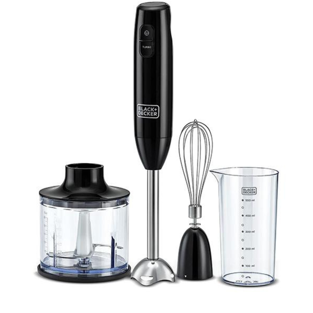 MIXEUR PLONGEANT AVEC HACHOIR, BLACK DECKER MIXEUR À MAIN 3 EN 1 AVEC HACHOIR, 600W BLACK DECKER HB600
