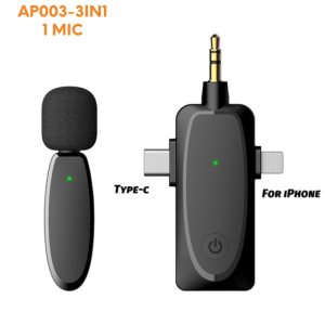 Microphone cravate sans fil double micro à revers pour Camera, Android, Ordinateur et IOS, Micros sans fil pour enregistrement audio vidéo, interview, Vlog, diffusion en direct, TikTok, YouTube, réduction du bruit Plug & Play synchronisation automatique - WIRELESS MICROPHONE / MICRO CRAVATE SANS FIL AP003-3IN1