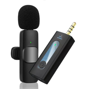 Microphone cravate Lavalier à condensateur omnidirectionnel, sans fil, 3.5mm, pour appareil photo, haut-parleur, Smartphone, enregistrement audio vidéo, interview, Vlog, diffusion en direct, TikTok, YouTube, réduction du bruit Plug & Play synchronisation automatique - WIRELESS MICROPHONE / MICRO CRAVATE SANS FIL K35-1 / 1 MICRO
