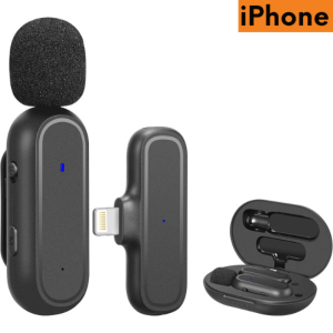 Mini Microphone cravate sans fil K60 avec boîtier de chargement, lot d'un seul micro à revers pour iPhone, micros sans fil pour enregistrement audio vidéo, interview, Vlog, diffusion en direct, TikTok, YouTube, réduction du bruit Plug & Play synchronisation automatique - WIRELESS MICROPHONE / MICRO CRAVATE SANS FIL K60-L / iPHONE
