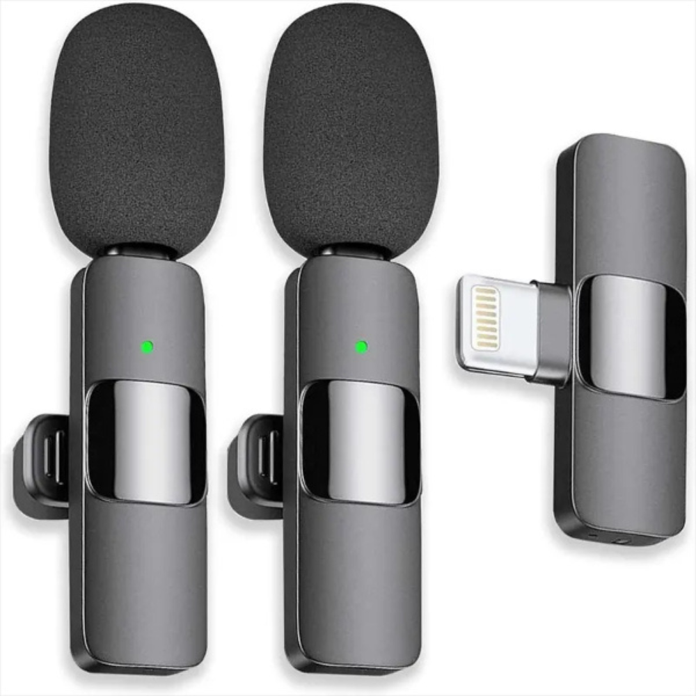 WIRELESS MICROPHONE MICRO CRAVATE SANS FIL K9-L-2IN1 iPHONE -1 Microphone Lavalier sans fil, lot de 2 microphones à revers pour iPHONE, micros sans fil pour enregistrement audio vidéo, interview, Vlog, diffusion en direct, TikTok, YouTube, réduction du bruit Plug & Play synchronisation automatique - WIRELESS MICROPHONE / MICRO CRAVATE SANS FIL K9-L-2IN1 / iPHONE