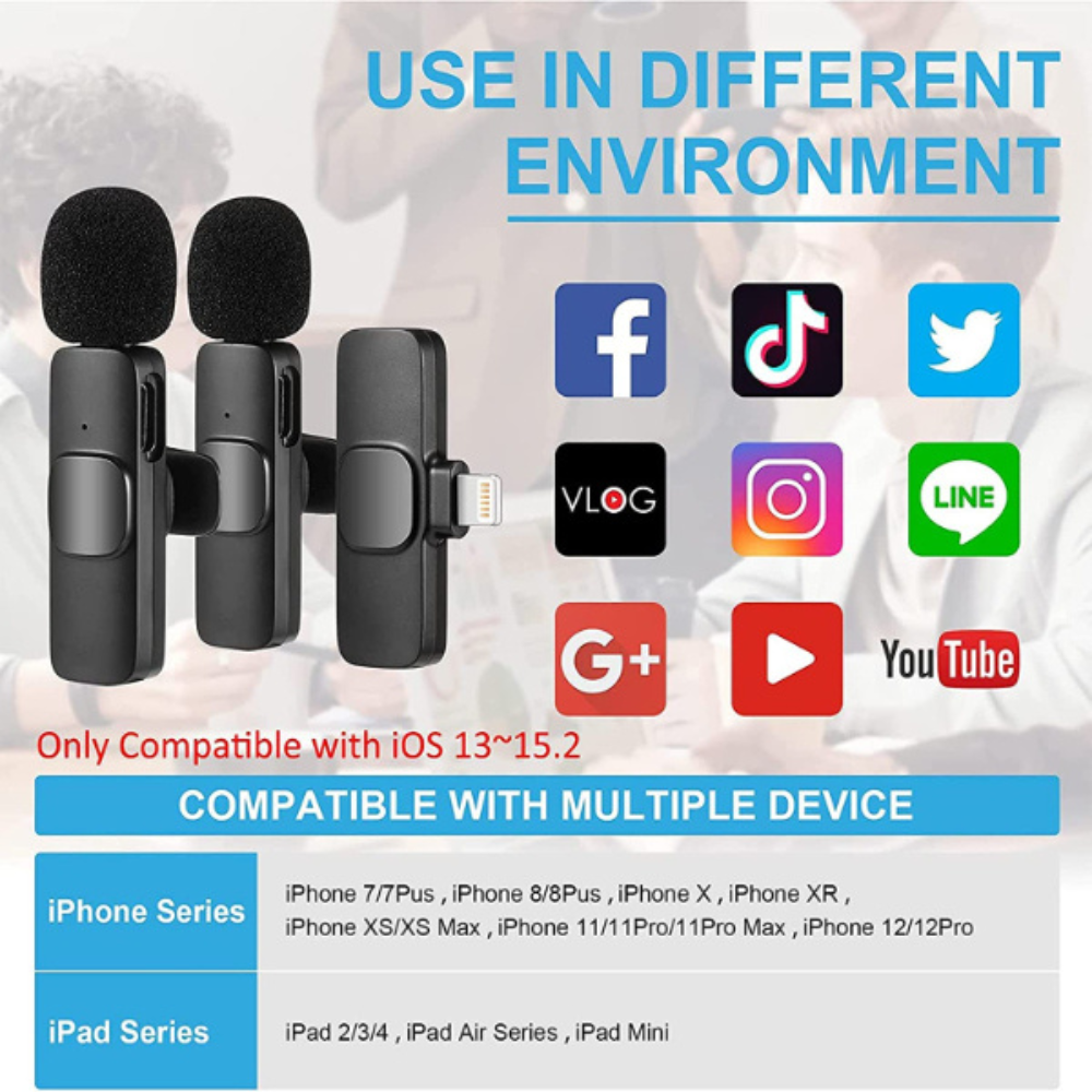 WIRELESS MICROPHONE MICRO CRAVATE SANS FIL K9-L-2IN1 iPHONE -2
