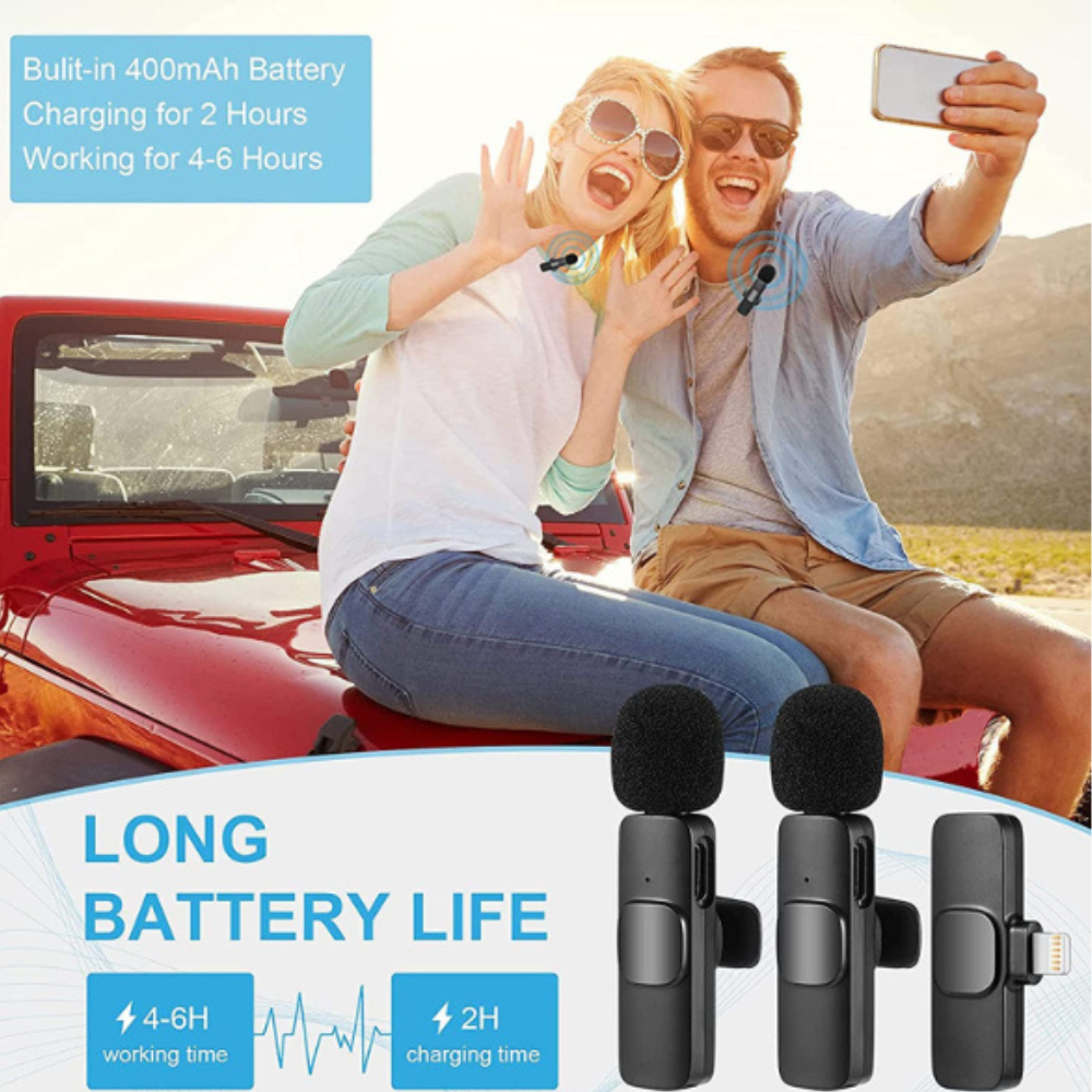 WIRELESS MICROPHONE MICRO CRAVATE SANS FIL K9-L-2IN1 iPHONE -3
