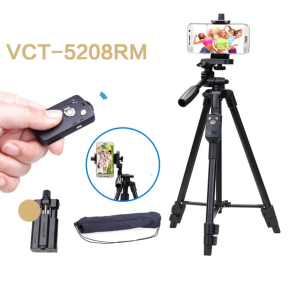 YUNTENG-Trépied pour selfie vidéo VCT 5208, en aluminium, avec tête à 3 voies et télécommande Bluetooth, pour appareil photo et téléphone - YUNTENG TRIPIED CAMERA VCT-5208