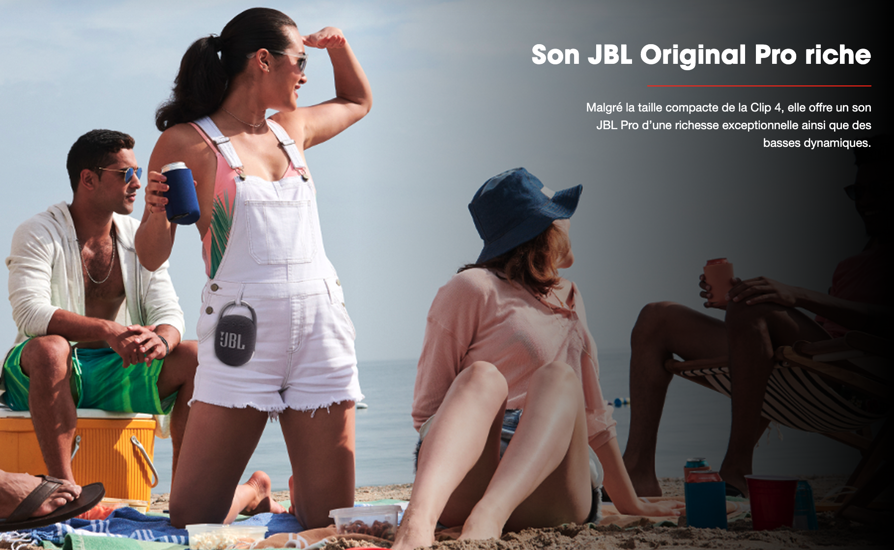 JBL Clip 4 Noir - Mini enceinte portable sans fil - Bluetooth 5.1 - Conception étanche IP67 - USB-C - Autonomie 10h - Mousqueton intégré