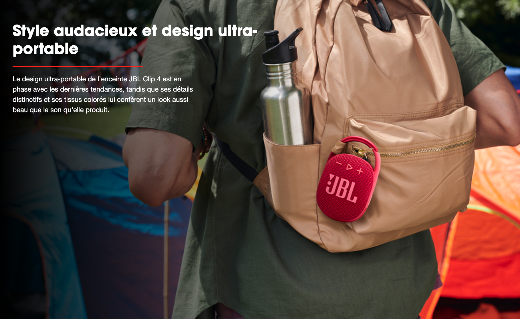 JBL Clip 4 Noir - Mini enceinte portable sans fil - Bluetooth 5.1 - Conception étanche IP67 - USB-C - Autonomie 10h - Mousqueton intégré