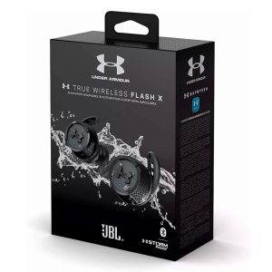 JBL Under Armour True Wireless Flash X - Écouteurs de sport sans fil à Réduction de Bruit Passive et étui de recharge en aluminum