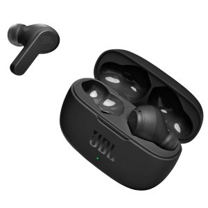 JBL Wave 200TWS Noir - Écouteurs intra-auriculaires True Wireless - Bluetooth 5.0 - Commandes/Micro - Autonomie 5h + 15h - Boîtier charge/transport - IPX2