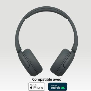 Sony WH-CH520 Noir - Casque supra-auriculaire sans fil - Bluetooth 5.2 - Autonomie 50h - Commandes/Micro - USB-C