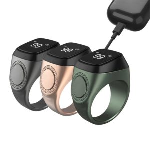 BAGUE INTELLIGENTE POUR ZIKR ET TASBIH ET RAPPELS DE TEMPS DE PRIÈRES (SMART TASBIH RING) iqibla Zikr Ring 20mm E0120GR