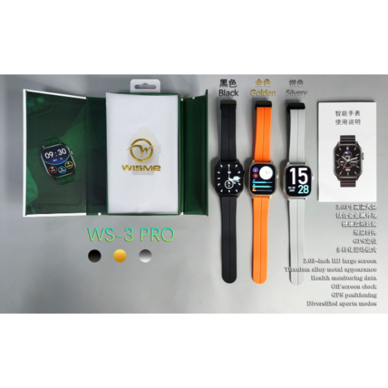 Montre Connectée WS-3 PRO avec fréquence cardiaque surveillance de la glycémie données de santé, traceur GPS et AI voix. SMART WATCH WS-3 PRO Montre Connectée WS-3 PRO avec fréquence cardiaque surveillance de la glycémie données de santé, traceur GPS et AI voix.