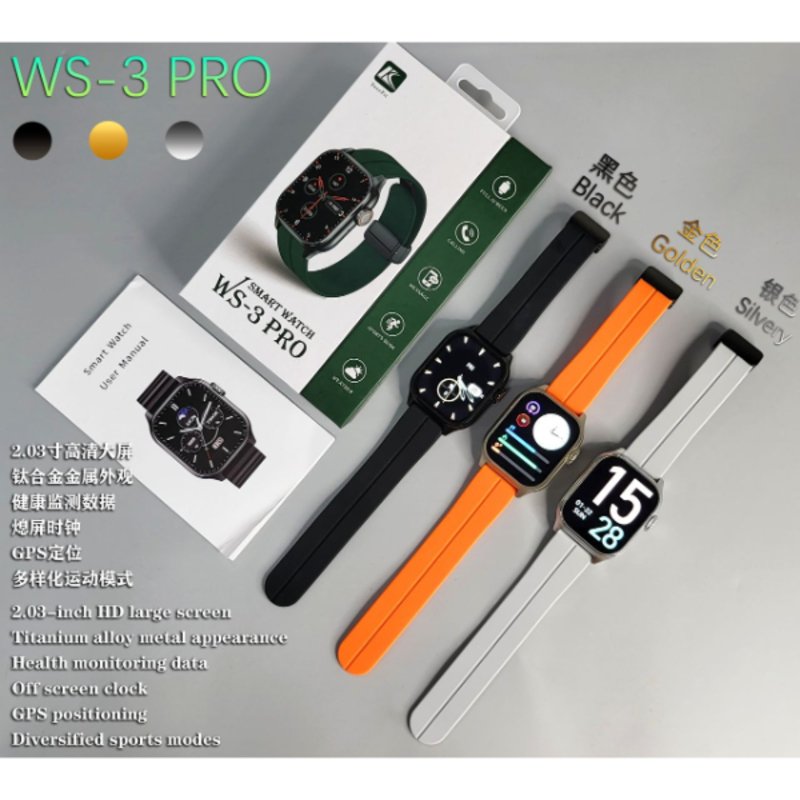 Montre Connectée WS-3 PRO avec fréquence cardiaque surveillance de la glycémie données de santé, traceur GPS et AI voix. SMART WATCH WS-3 PRO Montre Connectée WS-3 PRO avec fréquence cardiaque surveillance de la glycémie données de santé, traceur GPS et AI voix.