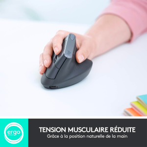 Souris sans fil ergonomique - droitier - capteur laser 4000 dpi pour Ipad, Imac et Macbook- 4 boutons -Logitech MX Vertical Original Souris sans fil ergonomique