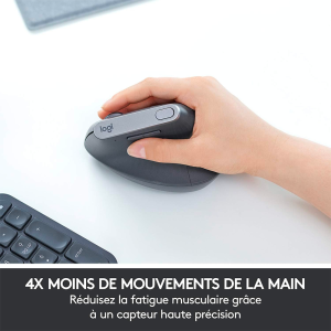 Souris sans fil ergonomique - droitier - capteur laser 4000 dpi pour Ipad, Imac et Macbook- 4 boutons -Logitech MX Vertical Original Souris sans fil ergonomique
