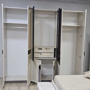 CHAMBRE A COUCHER ARMOIRE 6BATTANTS 6PIECES BLANC DIYANA