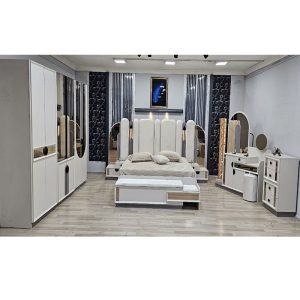 CHAMBRE A COUCHER ARMOIRE 6BATTANTS 6PIECES BLANC DIYANA