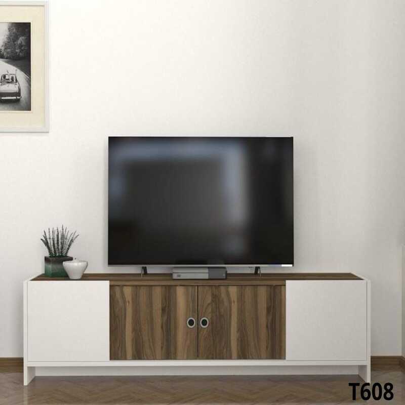 TABLE TELEVISEUR BONNEL STAND WHITE WALNUT T608 TABLE TELEVISEUR BONNEL STAND WHITE WALNUT T608