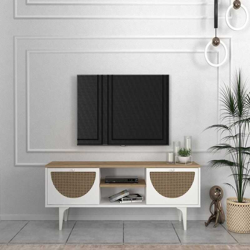 TABLE TELEVISEUR BURITO MARRON-BLANC T106 TABLE TELEVISEUR BURITO MARRON-BLANC T106