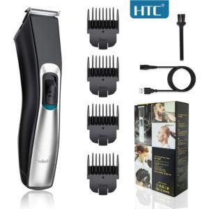 HTC – tondeuse à barbe électrique sans fil, Rechargeable par USB, rasoir à lame en céramique, Machine de coiffeur pour hommes HTC AT-129C.