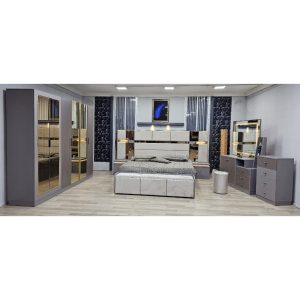 CHAMBRE A COUCHER ARMOIRE 6BATTANTS 6PIECES GRIS BEIGE BLANC PUSAT Vente achat Dakar Sénégal