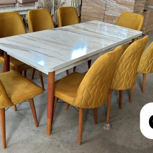 TABLE A MANGER 8 PLACES 180X80 BOIS BLANC DOREE C3 Vente achat Dakar Sénégal
