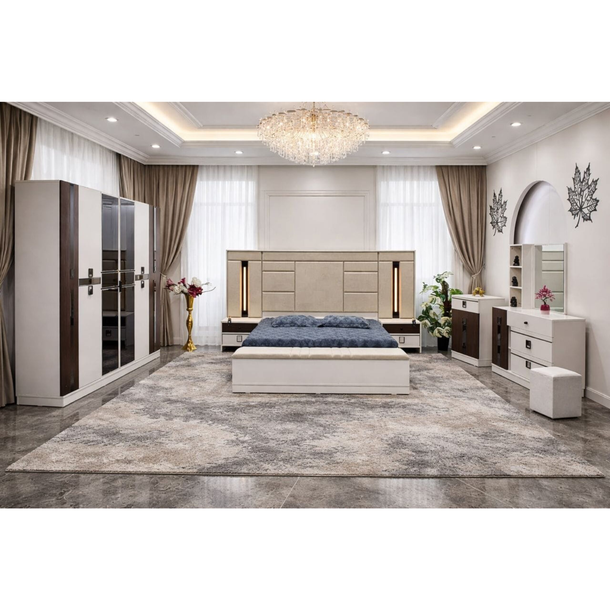 CHAMBRE A COUCHER ARMOIRE 6BATTANTS 7PIECES BEIGE MARRON HAMSIN Vente Achat Dakar Sénégal CHAMBRE A COUCHER ARMOIRE 6BATTANTS 7PIECES BEIGE MARRON HAMSIN Vente Achat Dakar Sénégal