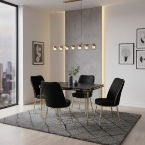 TABLE A MANGER 4PLACES 160X70X75 NOIR DORE 3002020 Vente achat Dakar Sénégal