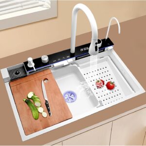 Vente en ligne dakar sénégal évier de cuisine 8046W en acier inoxydable 304-coloris blanc